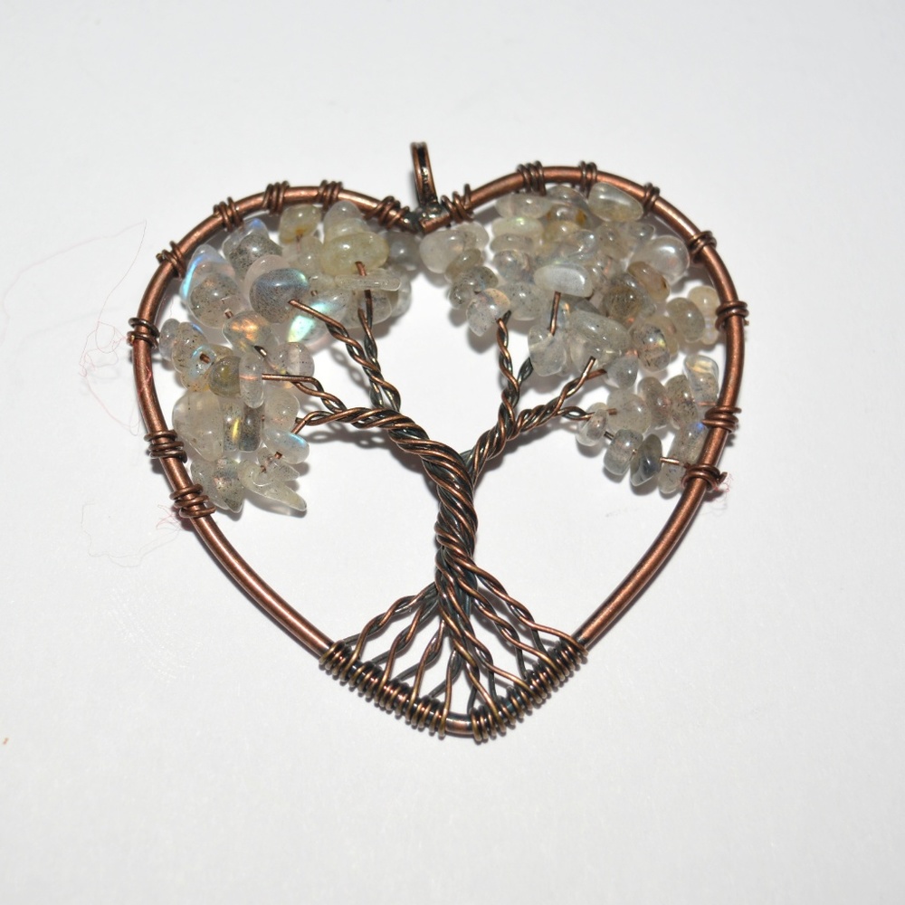 Moonstone Tree of Life Copper Pendant